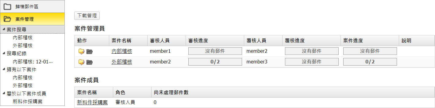  案件管理畫面 (案件擁有者)